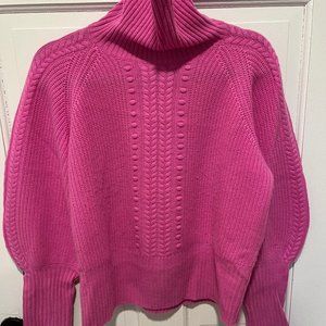 Cashmere Cable Knit Pink Turtle Neck